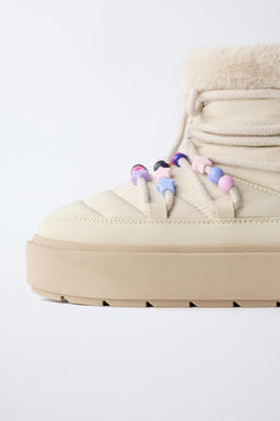 BEADED ANKLE BOOTS WITH FAUX FUR LINING - Zara фото 6