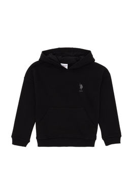 Erkek _ocuk Siyah Basic Kap__onlu Sweatshirt