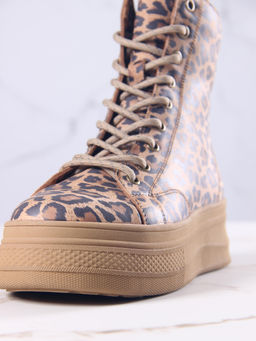 Ботинки 215.warmbr.Коричневый леопард/мех