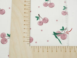 Плательный хлопок Вишенки с горошком на белом цв.пыльно-розовый, ш.1.45м, хлопок-100%, 115гр/м.кв - Купава фото 7