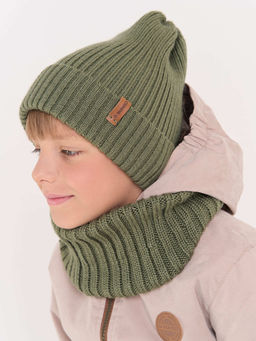 Снуд из смесовой шерсти Олива вертикальная вязка - Bungly фото 7