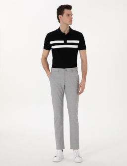 Gri Slim Fit Beli Lastikli _izgili Kanvas Pantolon - Pierre cardin фото 3