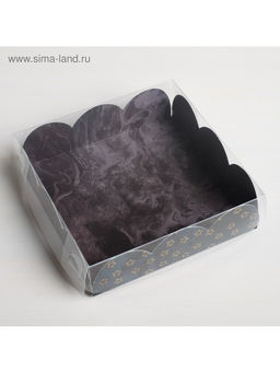 Цена за 5 шт. Коробка для печенья, кондитерская упаковка с пластиковой крышкой, For you, 10.5×10.5×3 см