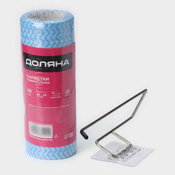 Салфетки в рулоне многоразовые безворсовые в наборе с держателем Доляна, 40 шт, 2020 см, цвет голубой  фото 13