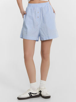 Шорты женские голубые в полоску широкая голубая полоска 132366 - Mark formelle фото 2