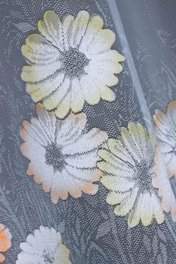 Арт. 354190/160, ГЕРБЕРЫ, разноцветные цветы на белом фоне, ГОТОВЫЕ ШТОРЫ, ширина 300 см x высота 150 см (на шторной ленте)