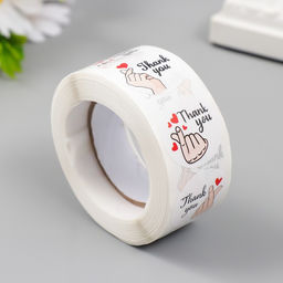 Наклейка бумага "Рука. Сердце" d=2,5 см 500 шт в рулоне 3х6,5х6,5 см