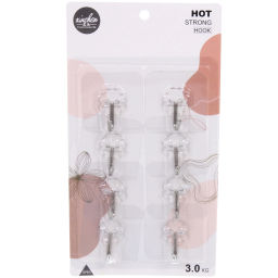 Цена за 4 шт. Крючки в наборе 8шт на липкой основе "БАСТОФ", форма квадрат, нагрузка 3кг/5,5см