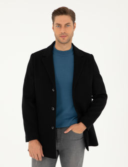 Siyah Ekstra Slim Fit Y_n Kar___ml_ Ka_e Kaban