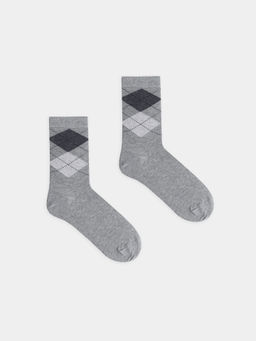 Цена за 5 пар! Носки мужские серые с рисунком в виде ромбов серый меланж 017K-2194 - Mark formelle фото 3