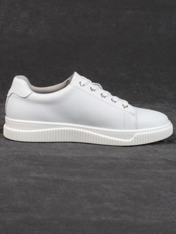 05-PDD165-1 WHITE/GRAY Кроссовки женские (натуральная кожа)