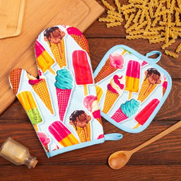 Кухонный набор 2 прихватки Этель Сладости , прихватка 17х17 см, варежка 24х16 см, 100% п/э