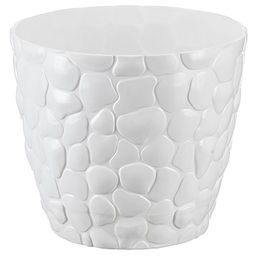 Кашпо для цветов пластмассовое "Камни" 1,4л, д15см, h12,8см, белый (Россия)