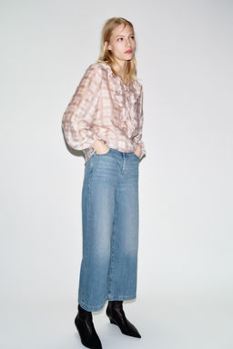 Z.08 BELTED WIDE-LEG CROPPED JEANS