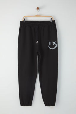 TRENDYOL MAN Siyah Oversize/Genis Kesim Lastik Paca Gulen Yuz Bask?l? Jogger Esofman Alt? TMNSS22EA0119 - Trendyolmilla фото 5