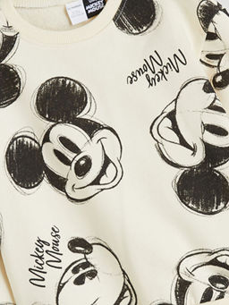 Bisiklet Yaka Mickey Mouse Bask?l? Erkek ?ocuk Sweatshirt