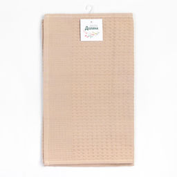 Набор кухонных полотенец Доляна, цвет бежевый, 35х60см-2шт, 100% хл, крупная вафля, 220 гр/м2  фото 5