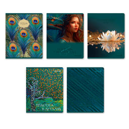 "Светоч" 48Т14 Тетрадь ученическая общая, софт-тач ламинация + выборочный лак, цветной запечатанный форзац, A5 48 л. на скобе 65 г/кв.м , белизна 100 % 10 шт. клетка 00994 Изумрудные мысли