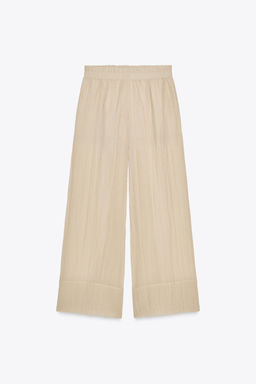 WIDE SEMI-SHEER CREASED-EFFECT TROUSERS - Zara фото 12