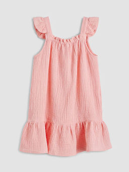 Kare Yaka Nak??l? K?z ?ocuk M?slin Elbise