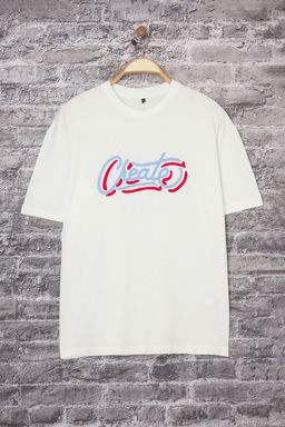 TRENDYOL MAN Ekru Oversize/Genis Kesim Yaz? Nak?sl? %100 Pamuk T-Shirt TMNSS25TS00226 - Trendyolmilla фото 6