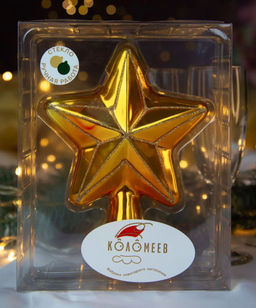 Елочное украшение Верхушка Звезда ЗОЛОТАЯ (стекло) 17см - Коломеев фото 4