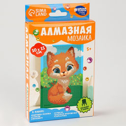 Алмазная мозаика с частичным заполнением на подставке для детей Лисичка, 10?15 см, набор для творчества