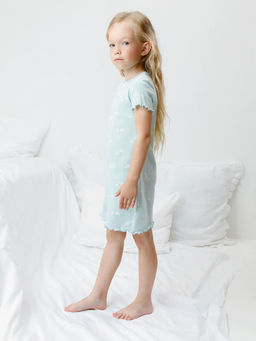 К 1180/голубой опал,мини зайчики сорочка ночная для дев