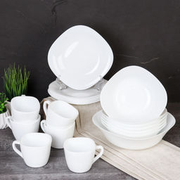 Столовый набор 19 предметов квадратный с кружками / GRAY-13/87595/(WHITE)+BY09FXB220JC /уп 2/ - Галеонтрейд фото 2