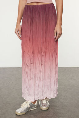 Bordo Klos Degrade Gecisli K?r?s?k Pilise Maxi Esnek Etek TWOAW25ET00112 - Trendyolmilla фото 3