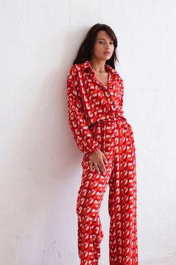 9969 Костюм летний красный с принтом - Martichelli фото 9