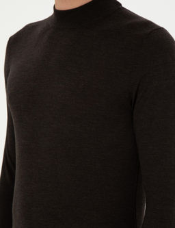 Koyu Ye_il Slim Fit Ka_mir _pek Kar___ml_ _eyrek Bal_k__ Yaka Triko Kazak