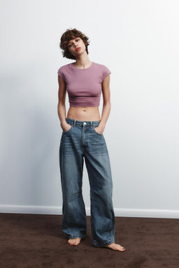 COTTON MODAL CROPPED T-SHIRT - Zara фото 19