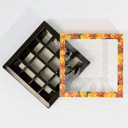 Цена за 5 шт. Коробка под 16 конфет с ячейками «Вкусный Новый год» 17.5×17.5×3.5 см