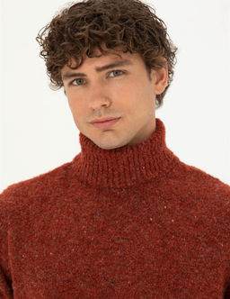 Kiremit Regular Fit Bal_k__ Yaka Y_n Kar___ml_ Triko Kazak - Pierre cardin фото 2