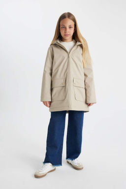 Водоотталкивающий плащ с капюшоном для девочек - Defacto фото 2