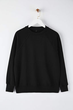 K?rm?z? Relaxed/Rahat Kal?p Basic Reglan Kol Bisiklet Yaka Orme Sweatshirt TWOAW26SW00030 - Trendyolmilla фото 11