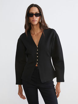 V Yaka Peplum Kad?n H?rka