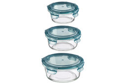 Набор 3 круглых контейнеров 400 мл, 620 мл, 950 мл с пластик. крышк. с защел., с сил.уплотн