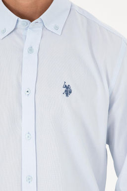 U. S. Polo Assn / Мужская голубая базовая рубашка с длинным рукавом - U.s. polo assn фото 7