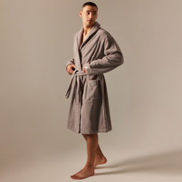Халат махровый мужской SL HOME: Basic «Софт Мист», размер M, хлопок 100%, серый