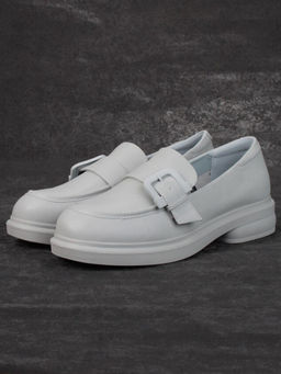 03-PDJ71-3 LT. GRAY Лоферы женские (натуральная кожа)