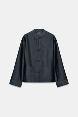 CAMISA SATINADA ALAMARES ZW COLLECTION / Marino