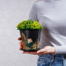 Цена за 2 шт. Горшок для цветов Доляна «Голди», 800 мл, цвет чёрный