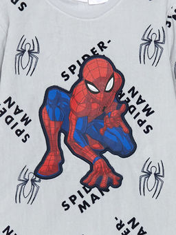 Bisiklet Yaka Spider-Man Nak??l? Kadife Erkek ?ocuk Pijama Tak?m?