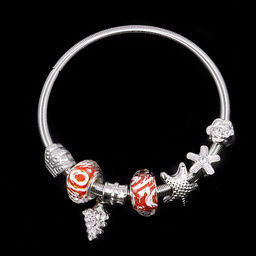 Браслет Пандора с символами благополучия металл и керамика