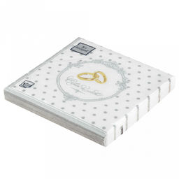 Салфетки бумажные "Art Bouquet" 33х33см, 3-х слойные, 20 штук в упаковке, 100% целлюлоза, "Барокко. Золотые обручальные кольца. Серебро" (Россия)