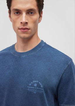 Bask?l? Lacivert Tisort - Mavi фото 5