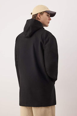 Siyah Oversize K__l_k Ka_e Kap__onlu Erkek Kaban TMNAW26KB00002 - Trendyolmilla фото 2