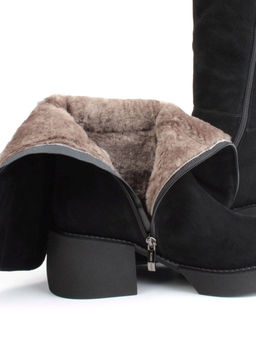 02-FI908-2M BLACK Сапоги зимние женские (натуральная замша, натуральный мех) - Фабричный китай фото 2